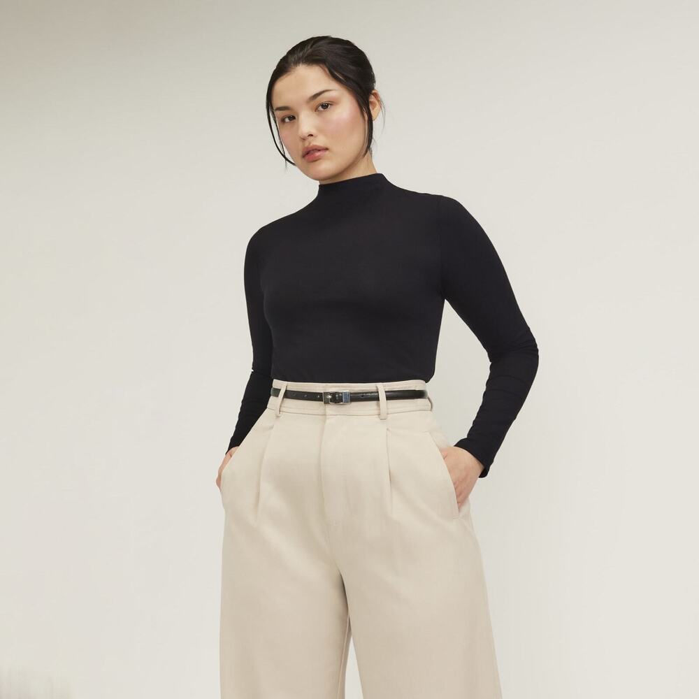 Everlane The Supima® Form Funnel Neck Tee Black Base - Size S